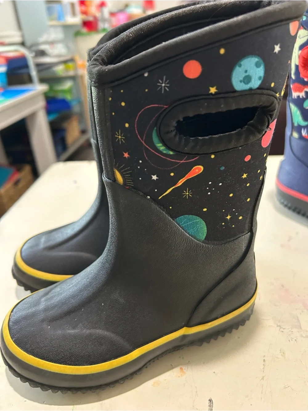 Lone Cone Kids Mud Muck Boots Twins Winter Rain Farm Lot Of 2 Size 8 Dino space - Picture 5 of 12